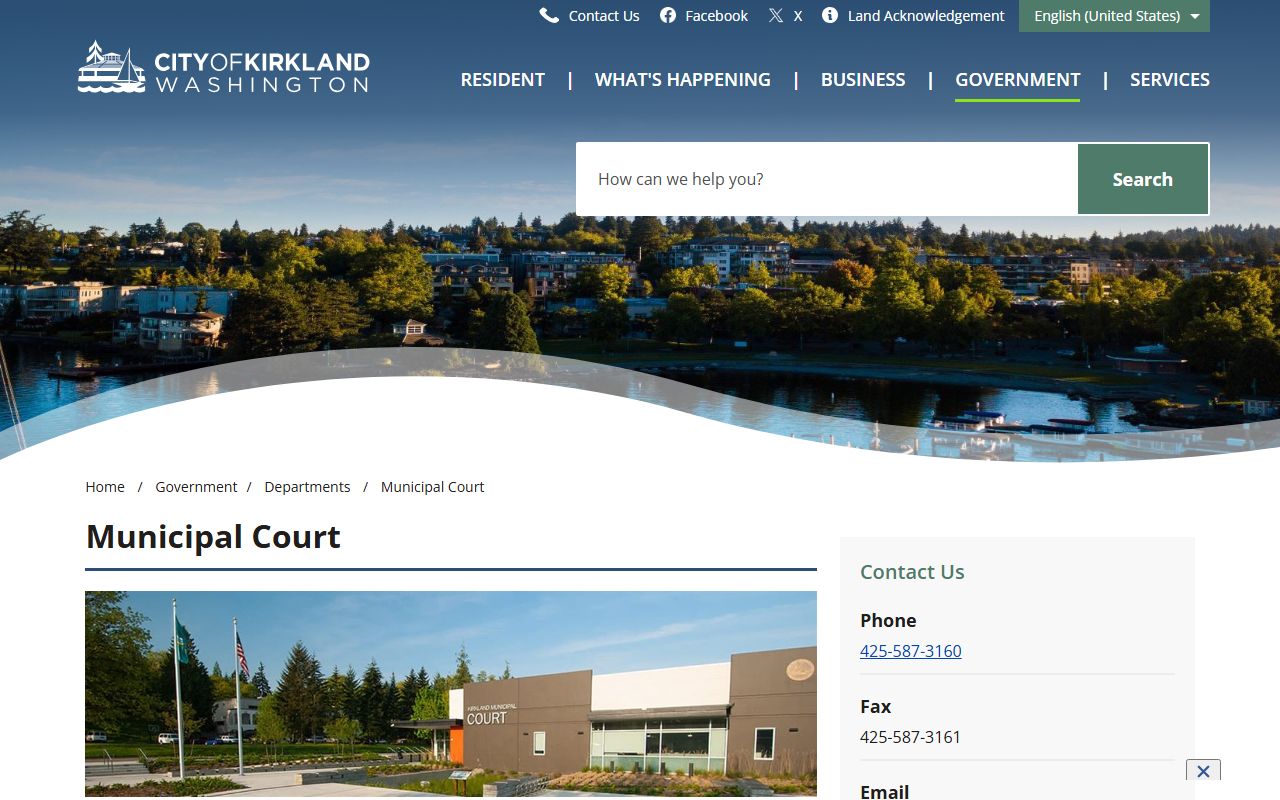 Kirkland Municipal Court building for background check and court records