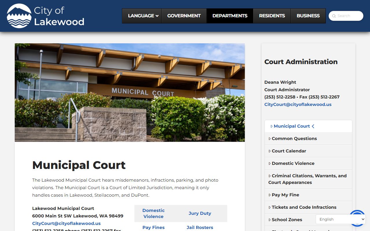 Lakewood Municipal Court for background check and misdemeanor case records