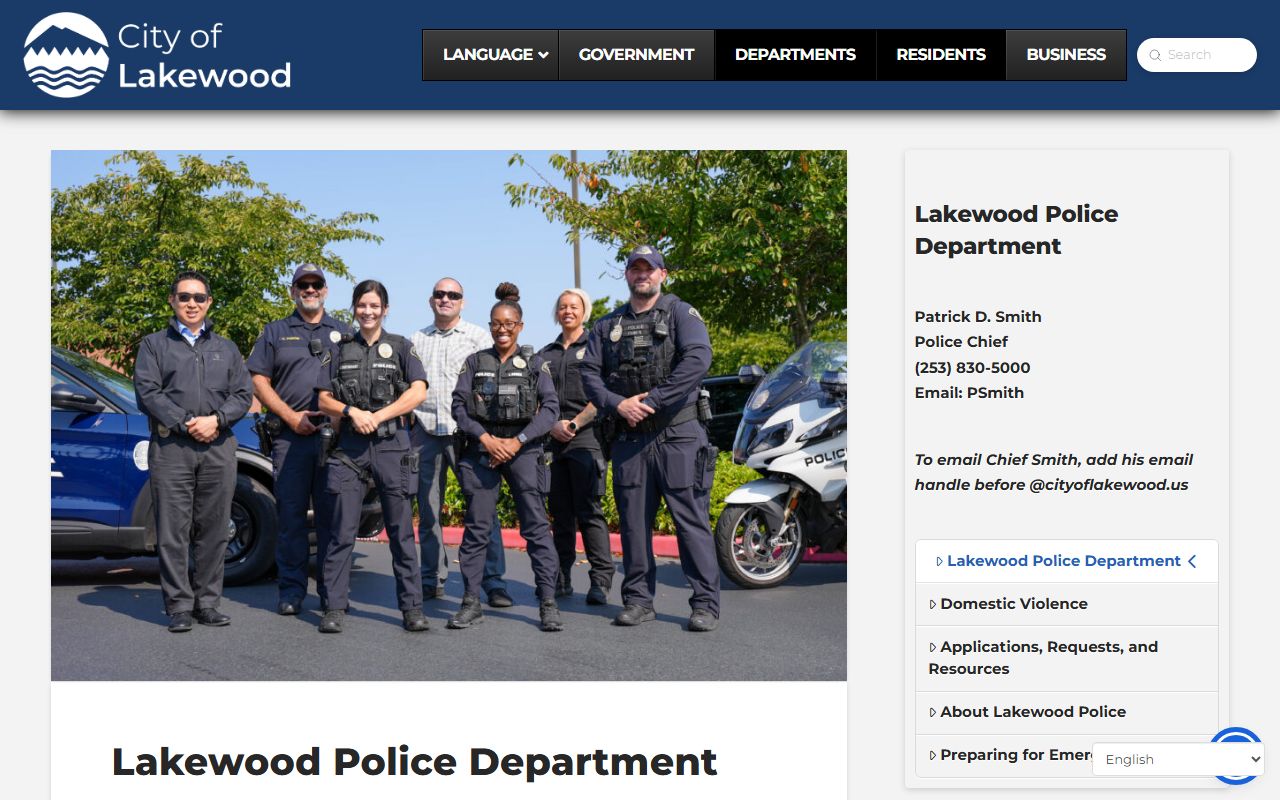 Lakewood Police Department for background check and public records requests
