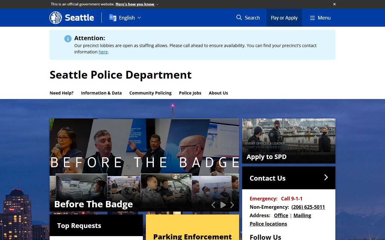 Seattle background check police department official website records unit