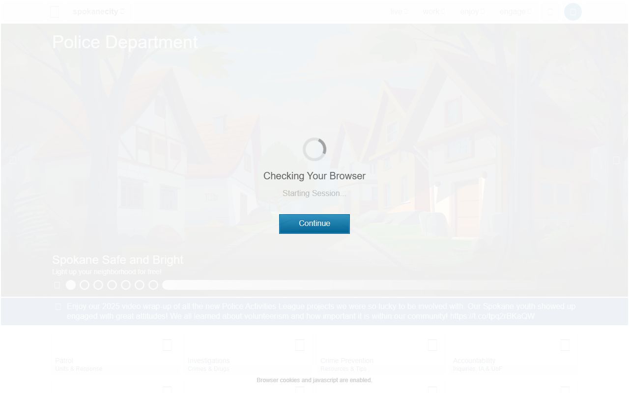 Spokane Police Department official website showing background check and records information