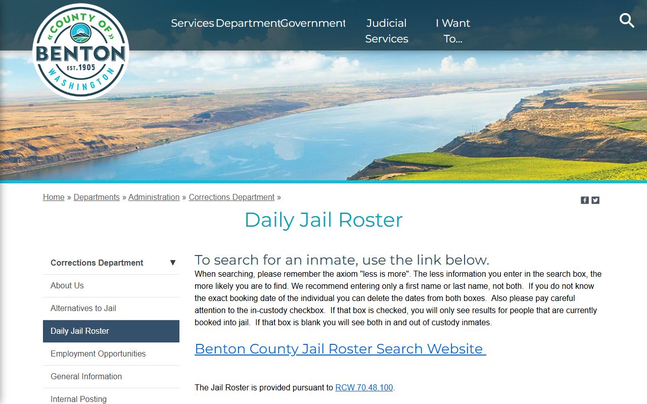 Benton County jail roster for current inmate and arrest records