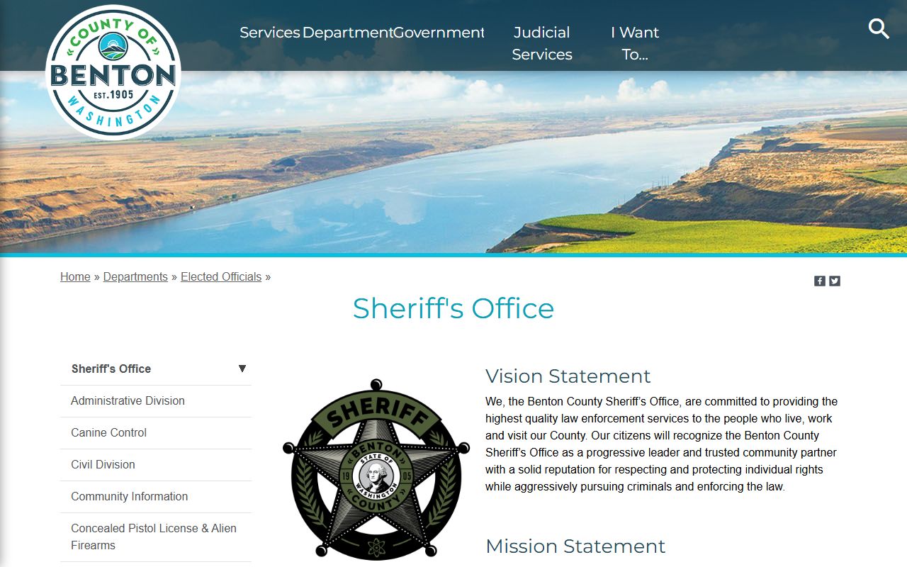 Benton County Sheriff's Office for criminal background check records