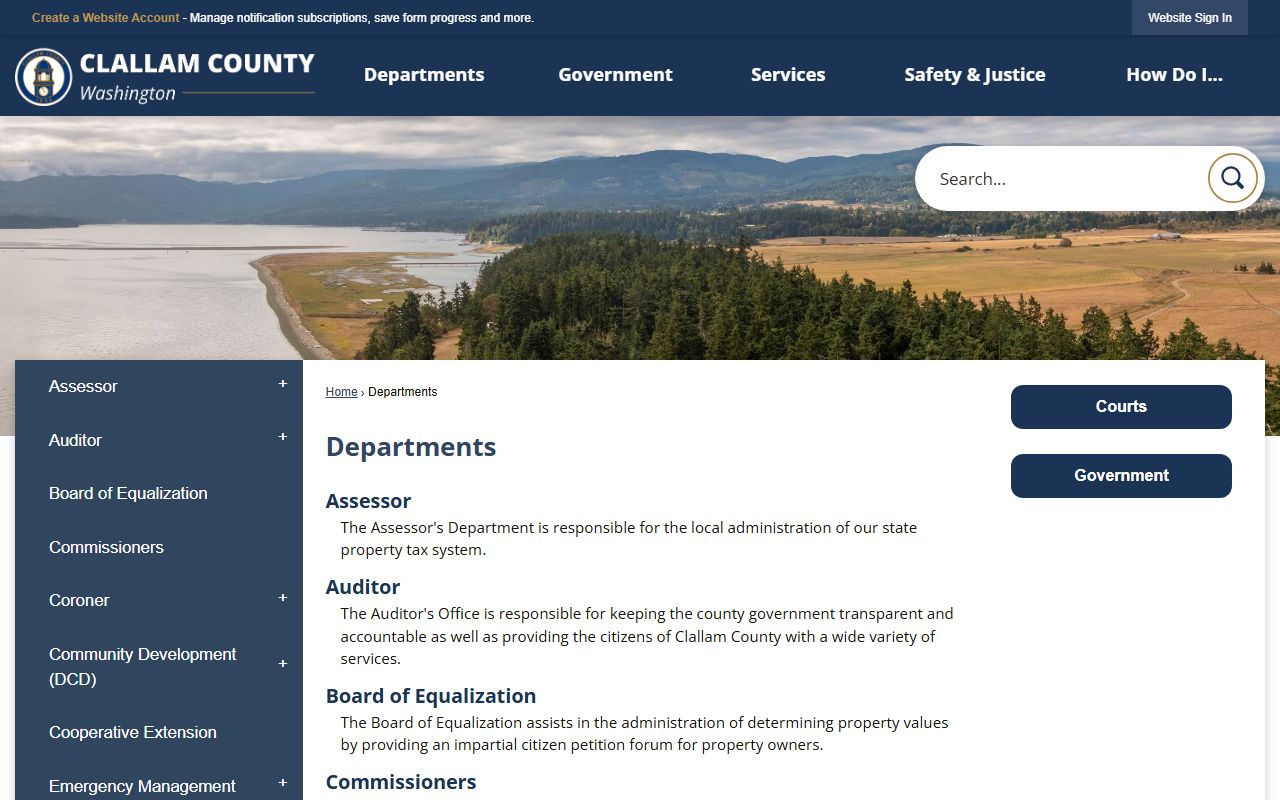 Clallam County departments directory for background check records