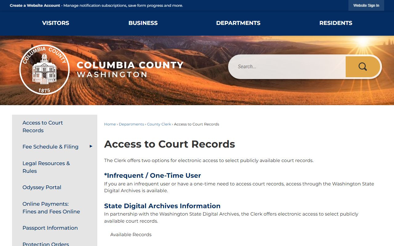Columbia County access to court records - background check search portal