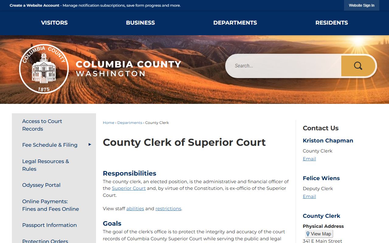 Columbia County Clerk of Superior Court - background check records office