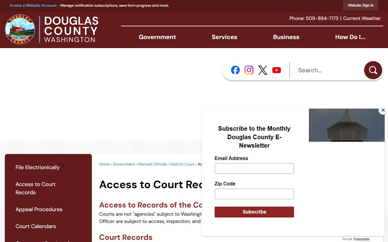 Douglas County access to court records - background check search procedures