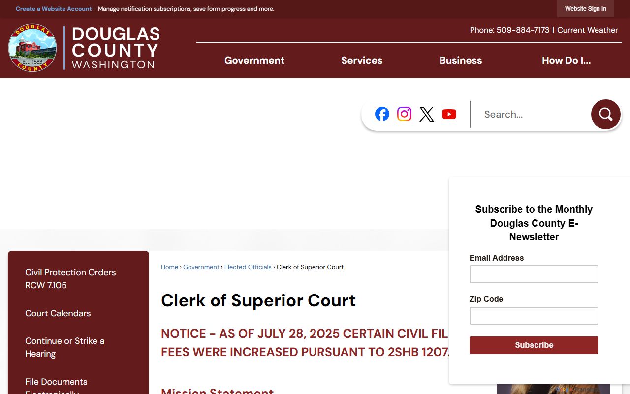 Douglas County Clerk of Superior Court - background check records in Waterville