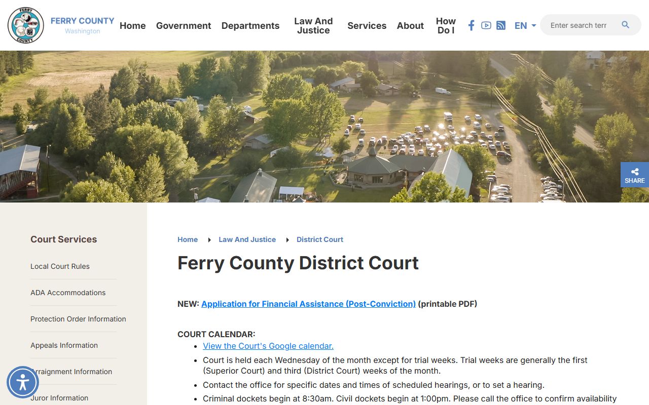 Ferry County District Court background check records
