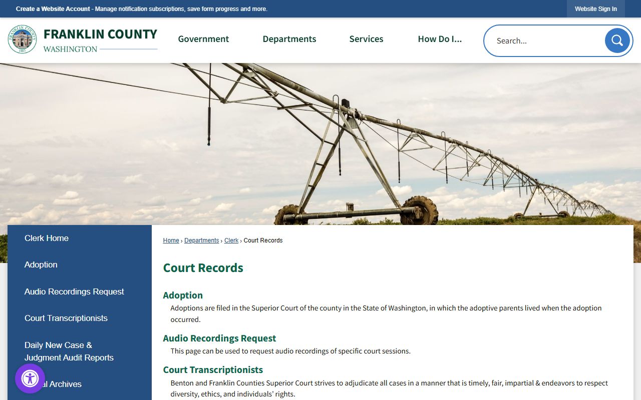 Franklin County Superior Court records search background check