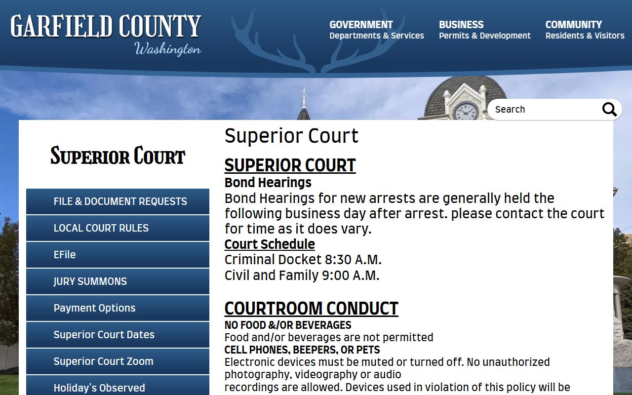 Garfield County Superior Court background check records Pomeroy