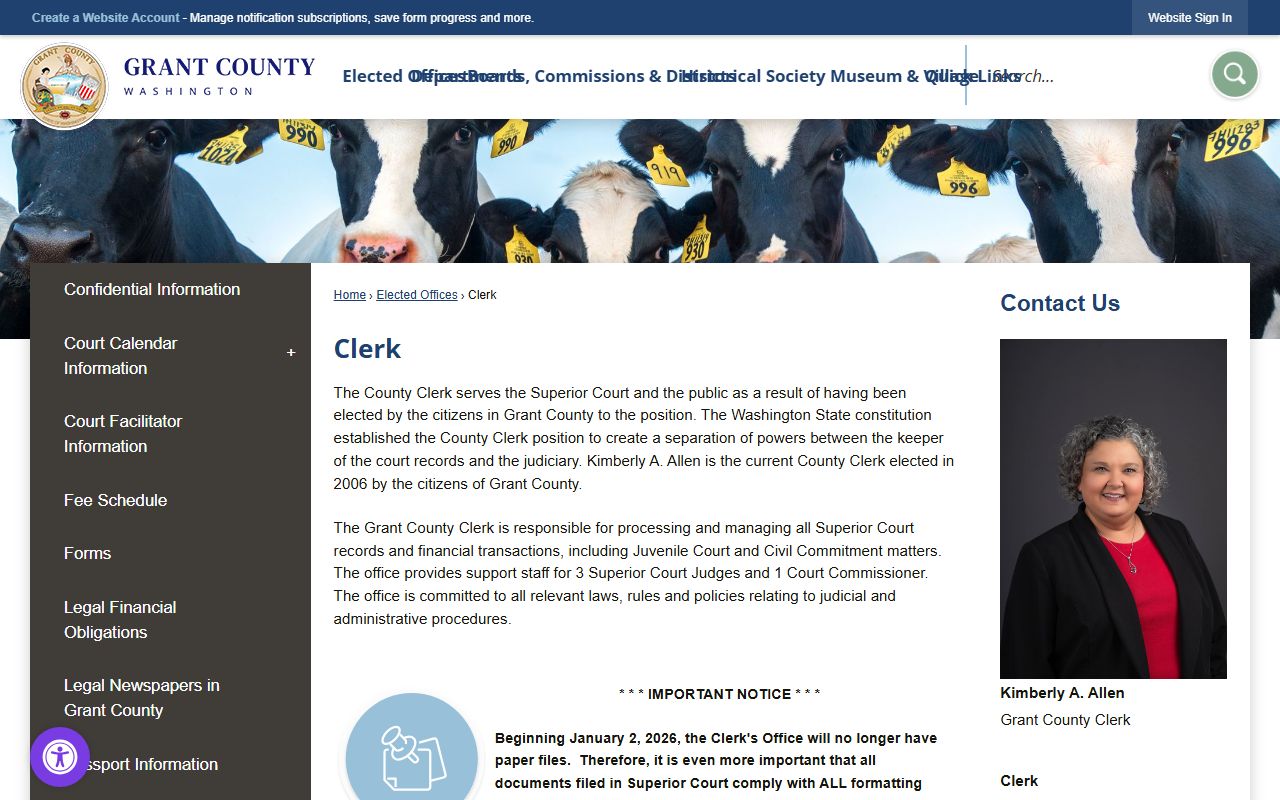 Grant County Clerk's Office - court records and background check