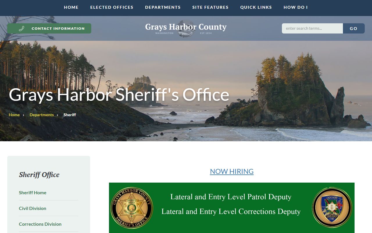 Grays Harbor County Sheriff's Office - criminal records and background check