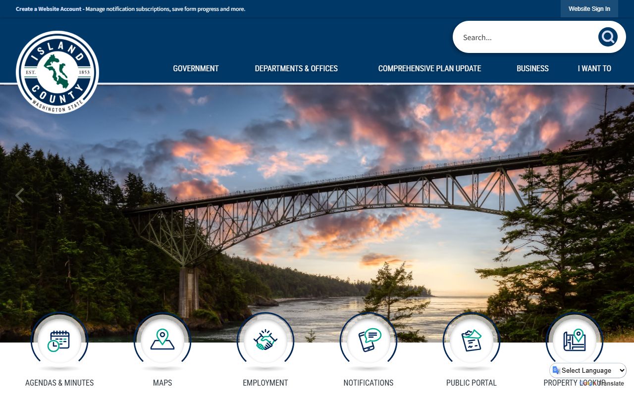 Island County government website - background check and public records resources