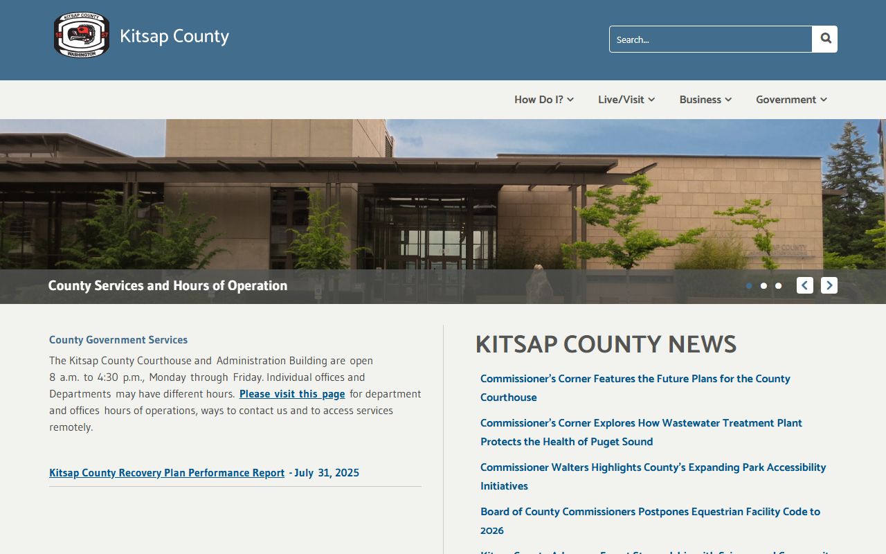 Kitsap County government official website for background check and public records
