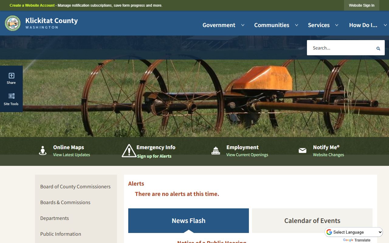 Klickitat County government official website for background check records