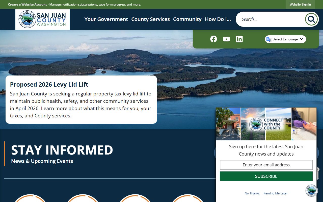 San Juan County government website for background check and public records access
